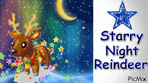 Starry Night Reindeer - Бесплатный анимированный гифка