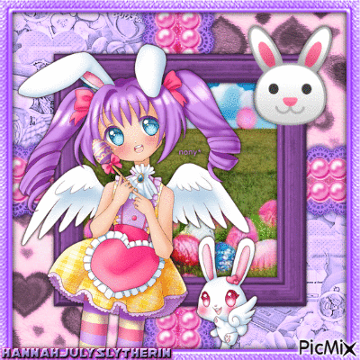 (♣)Cute Anime Easter Bunny(♣) - Free animated GIF