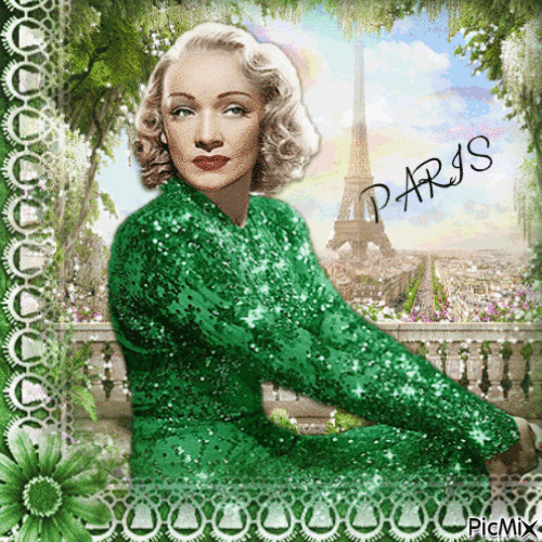 Femme vintage en vert / concours - GIF animé gratuit
