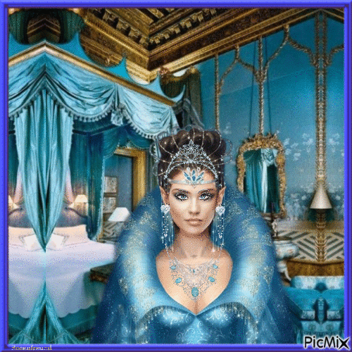 Prinzessin in Blautöne - GIF animé gratuit