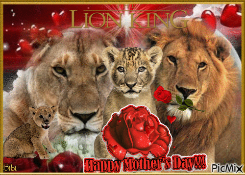 Happy mother day Lions - Бесплатный анимированный гифка