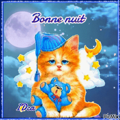 Bonne nuit les chatons e - Бесплатный анимированный гифка