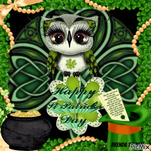 Snt. Patrick's day owl - Free PNG