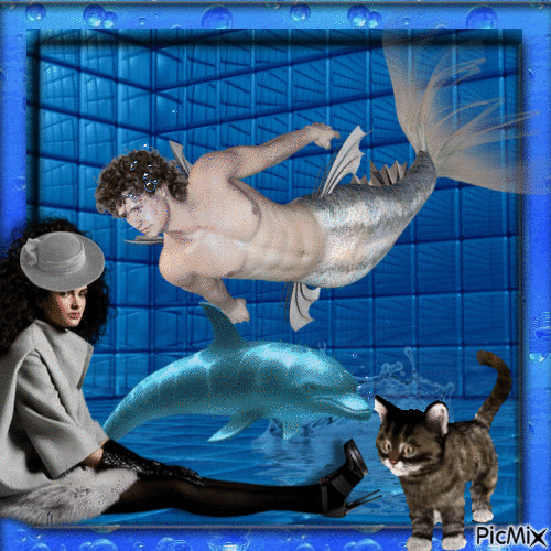 Dolphin & mermaid - Бесплатни анимирани ГИФ