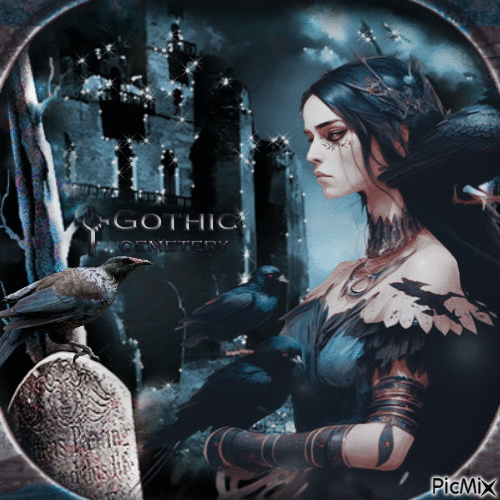 Gothic cemetery woman - Free animated GIF