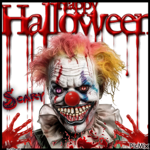 Scary Halloween Clown - Free animated GIF
