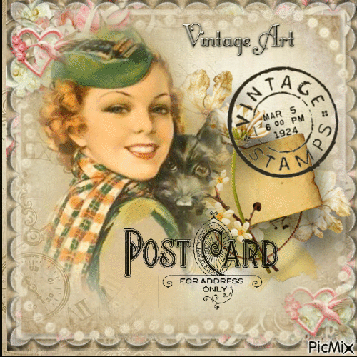 carte postale vintage - GIF animado grátis