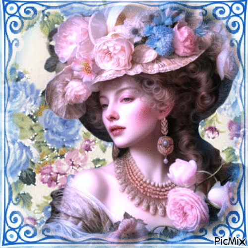 Femme à chapeau fleuri / concours - Δωρεάν κινούμενο GIF