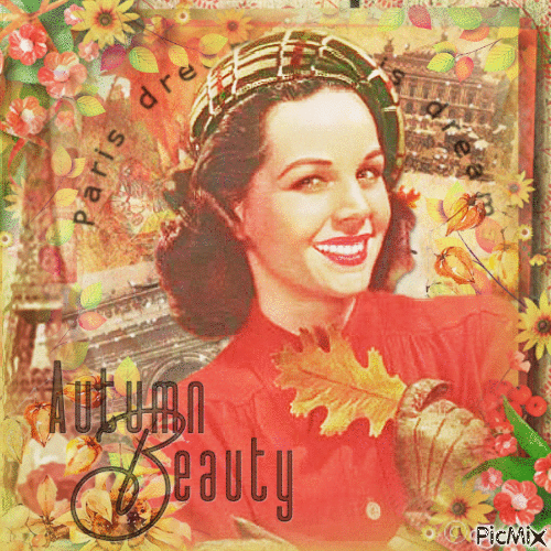 Beautiful beauty autumn woman Paris vintage - Nemokamas animacinis gif