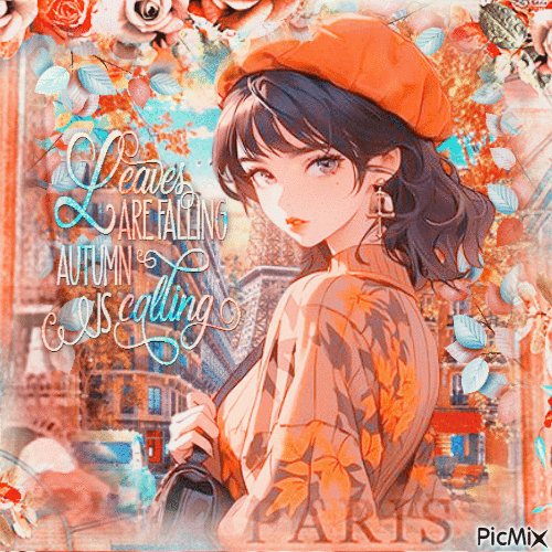 Autumn anime girl - GIF เคลื่อนไหวฟรี