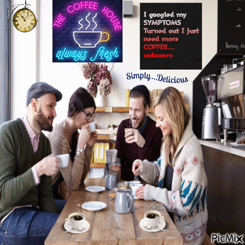 cafe con amigos - GIF animé gratuit