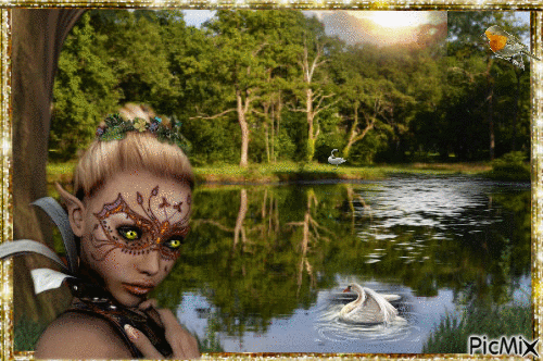 Elfe au bord de l'eau - Nemokamas animacinis gif