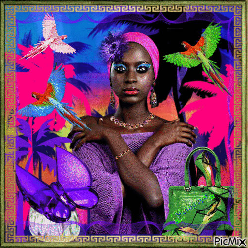 F 👩 ☀ ☀ ☀ "Afro Woman" - Zdarma animovaný GIF