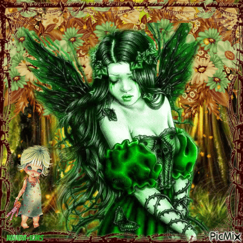 Woman -fantasy-fairy-green - GIF animé gratuit
