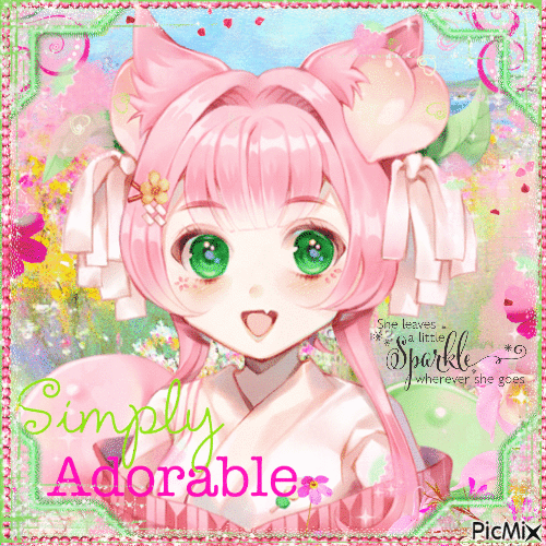Anime Girl Pink Green - Δωρεάν κινούμενο GIF