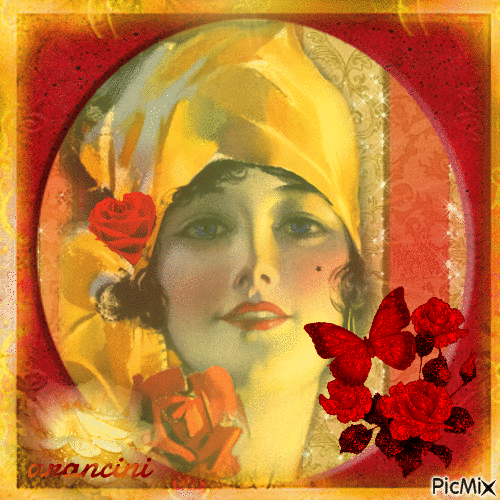 Vintage in red and yellow - GIF animé gratuit