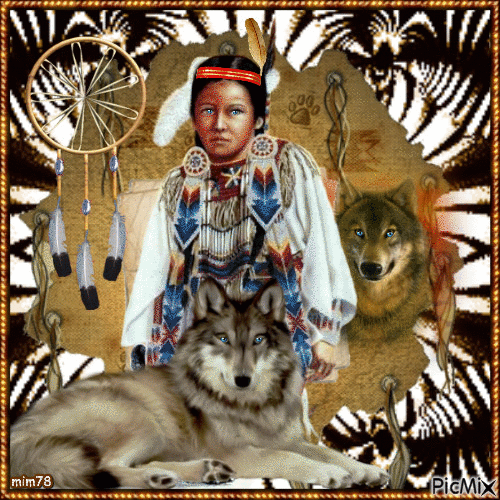 Indien et loup - Free animated GIF