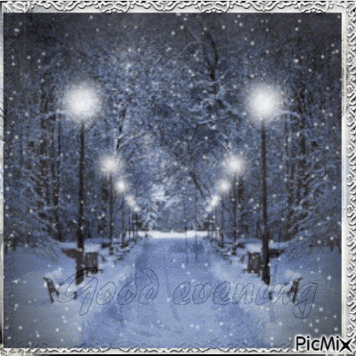 good evening snow - GIF animé gratuit