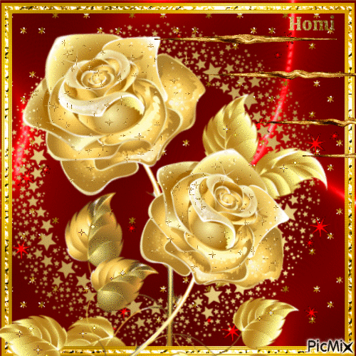 Golden roses for my wife - GIF animé gratuit