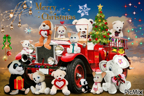 Christmas teddy bear - Бесплатный анимированный гифка