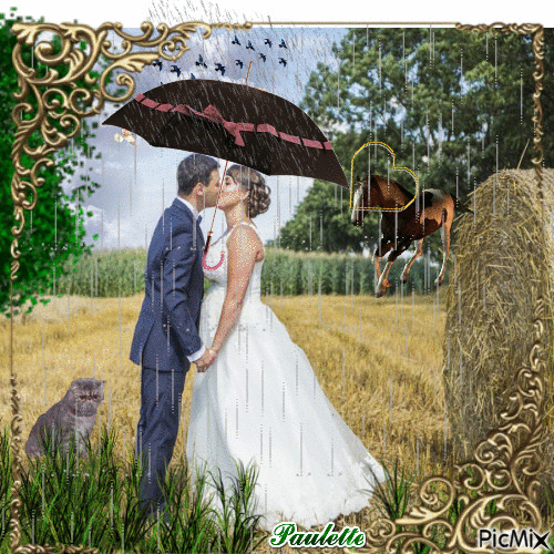 couple sous la pluie - Ingyenes animált GIF
