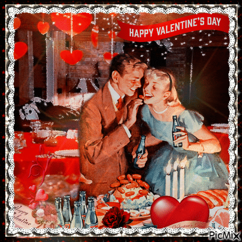 Valentinstag - Party im Vintage-Stil - Бесплатный анимированный гифка