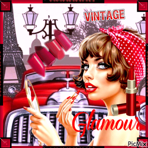 glamour vintage - lipstick - Animovaný GIF zadarmo