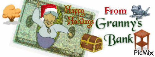 Granny's bank Christmas cover - Zdarma animovaný GIF