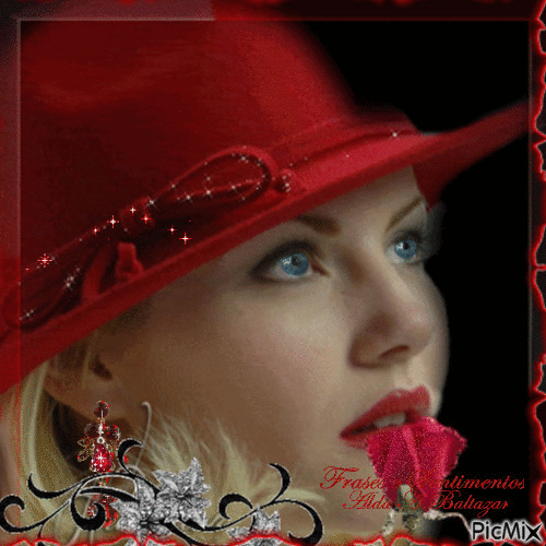 Mulher de Chapeu vermelho - Ingyenes animált GIF