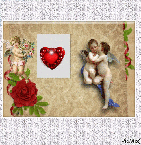 Angels and heart and rose - Ilmainen animoitu GIF