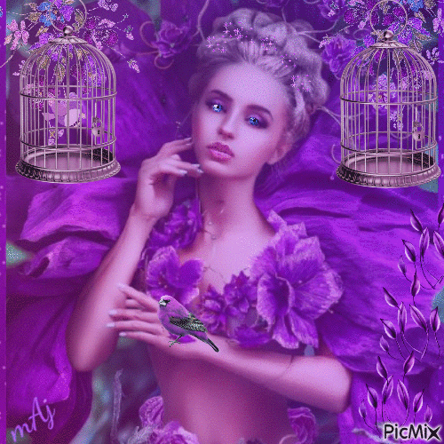 Concours "Femme avec des violettes" - GIF animé gratuit