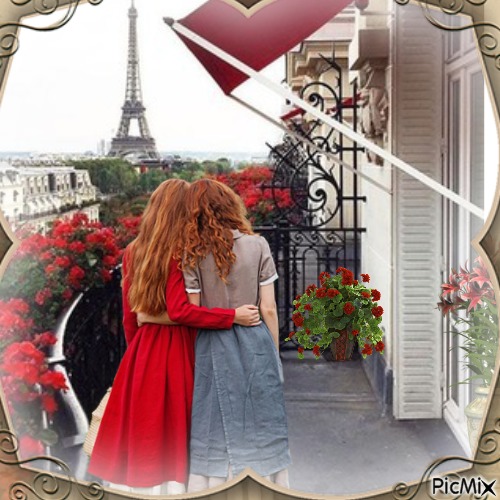 Twins Visiting Paris - darmowe png