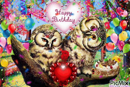 OWL MARCH BIRTHDAY - Бесплатни анимирани ГИФ