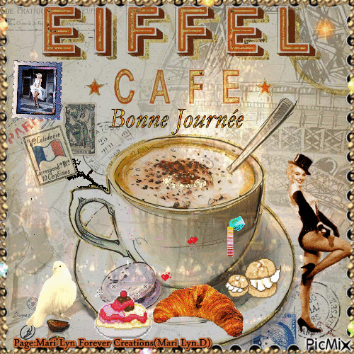 eiffel café-mary - 無料のアニメーション GIF