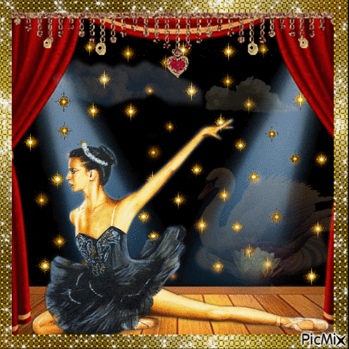 Ballerina mit schwarzem Tutu - Zdarma animovaný GIF