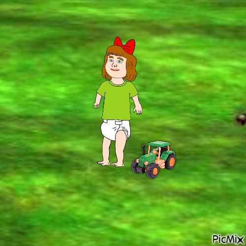 Baby with tractor - bezmaksas png