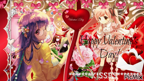 Valentine day manga - GIF animé gratuit