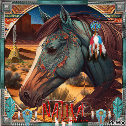 Native American pony - Бесплатный анимированный гифка