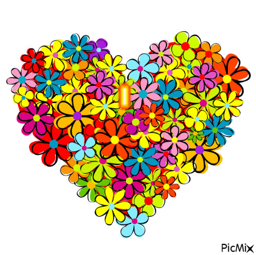 HEARTS AND FLOWERS - Бесплатный анимированный гифка