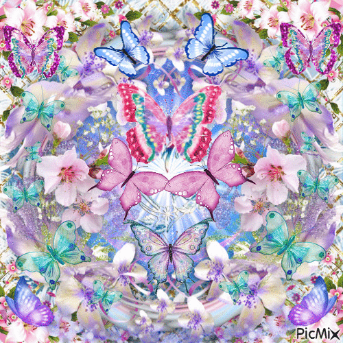 butterflies and flowers - Gratis geanimeerde GIF