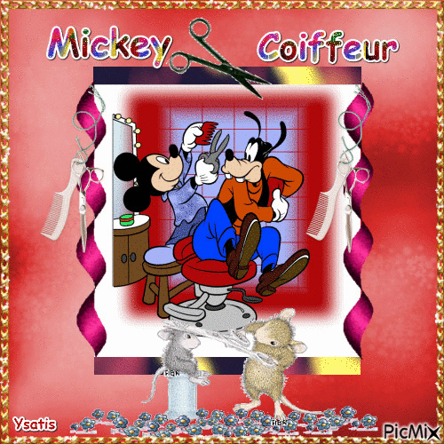 Mickey coiffeur - Animovaný GIF zadarmo
