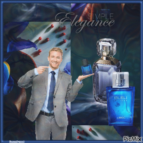 Eleganter Mann und sein Parfüm - Gratis geanimeerde GIF