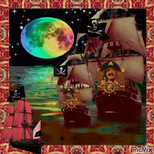 Pirates at night - Free animated GIF
