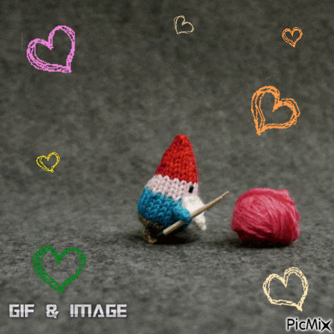le coeur en laine - GIF animé gratuit