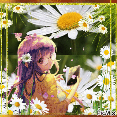 manga with flowers - 無料のアニメーション GIF