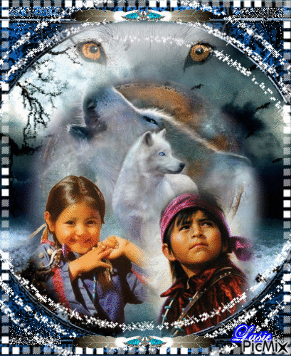Les Enfants Amérindiens et les loups ♥♥♥ - GIF animé gratuit