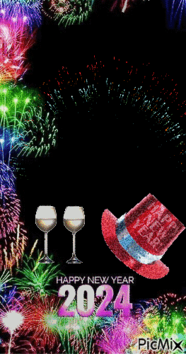 Happy New Year 2024! 🙂 - GIF animé gratuit