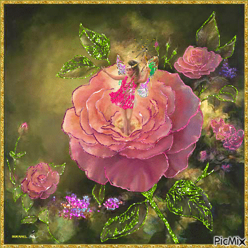 fée à la rose - Darmowy animowany GIF