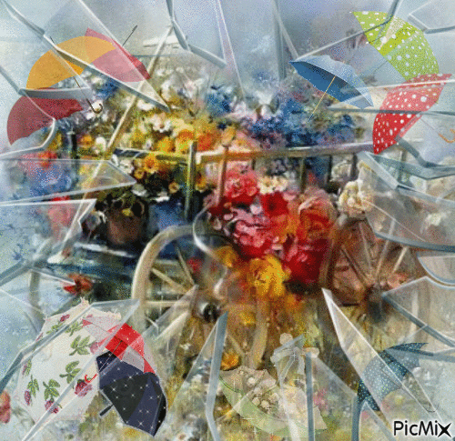 Fête des fleurs et des parapluies - Δωρεάν κινούμενο GIF
