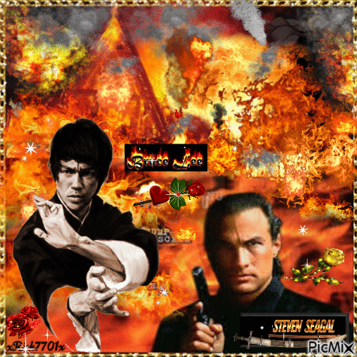 * Bruce Lee  &  Steven Seagal *  5-12-22 by  xRick7701x - Darmowy animowany GIF